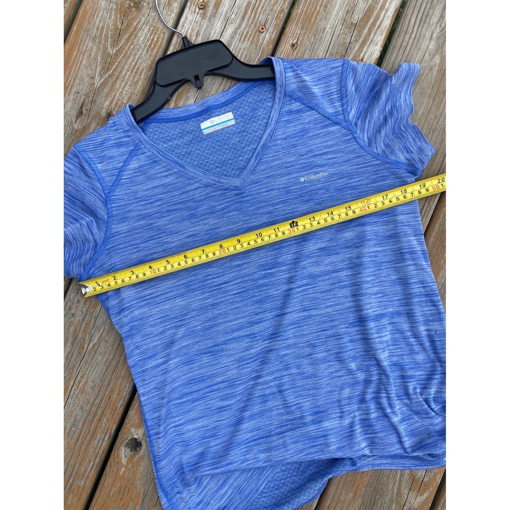 Columbia Omni-Freeze Womens Medium Blue Space Dye V-Neck Athletic T-Shirt - Picture 6 of 8